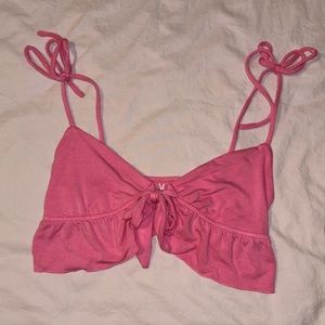 Pink Crop top pink, tie front crop top